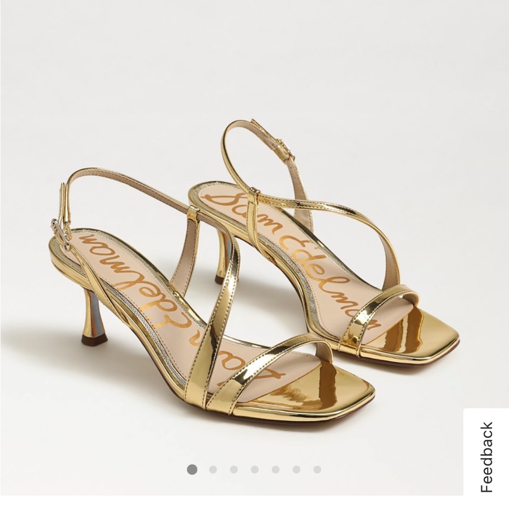 Sam Edelman Gold Kitten Heels Strappy Sandals
